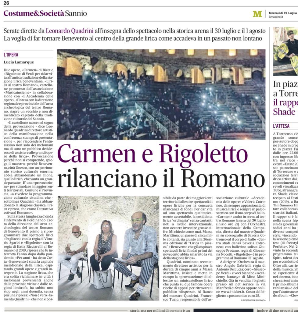 Carmen e Rigoletto rilanciano il Romano